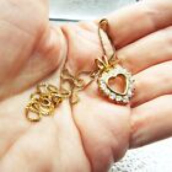 WHITE TOPAZ PRONG SET HEART GOLD VERMEIL OVER STERLING PENDANT NECKLACE 61 - Picture 3 of 3